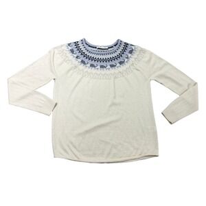 Vineyard Vines Womens XL Cream Fair Isle Whale Sweater Blue coastal Nordic